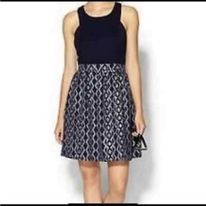 Anthropologie Sunday in Brooklyn Navy Blue Jacquard Sleeveless Dress